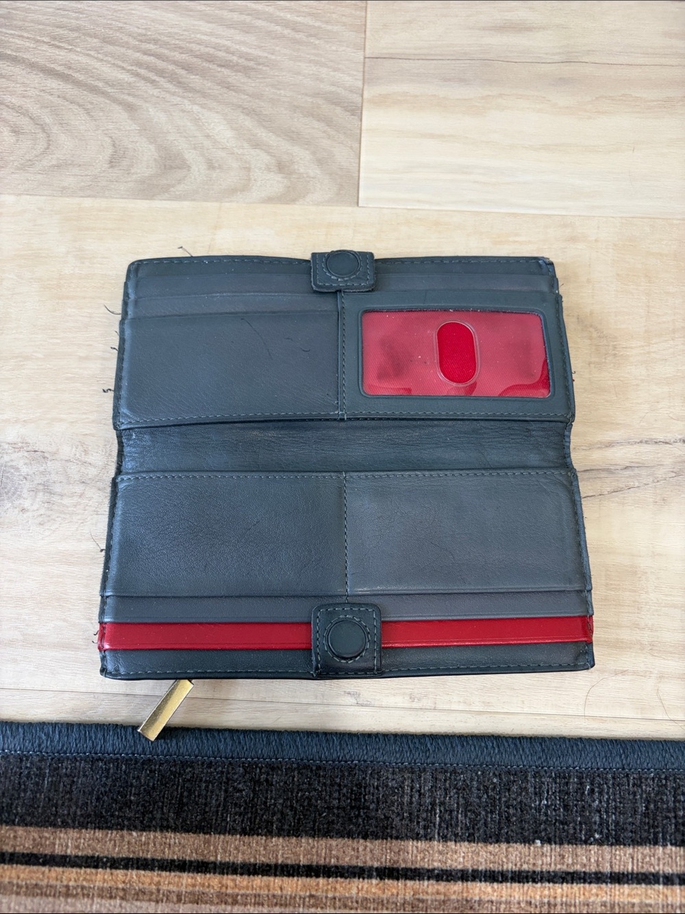 Hammitt Gray Leather 110 North Zip Wallet with Gold Studs - Picture 2 of 14